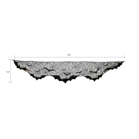 96" Spiderweb & Bats LED Lighted Mantel Scarf by Ashland®